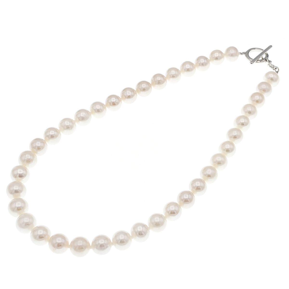 【全品ギフト包装】≪ 有核・ニアラウンド ≫ 淡水真珠ネックレス 約9.5-10.0mm SV y-n-647 三重県真珠加工販売協同組合