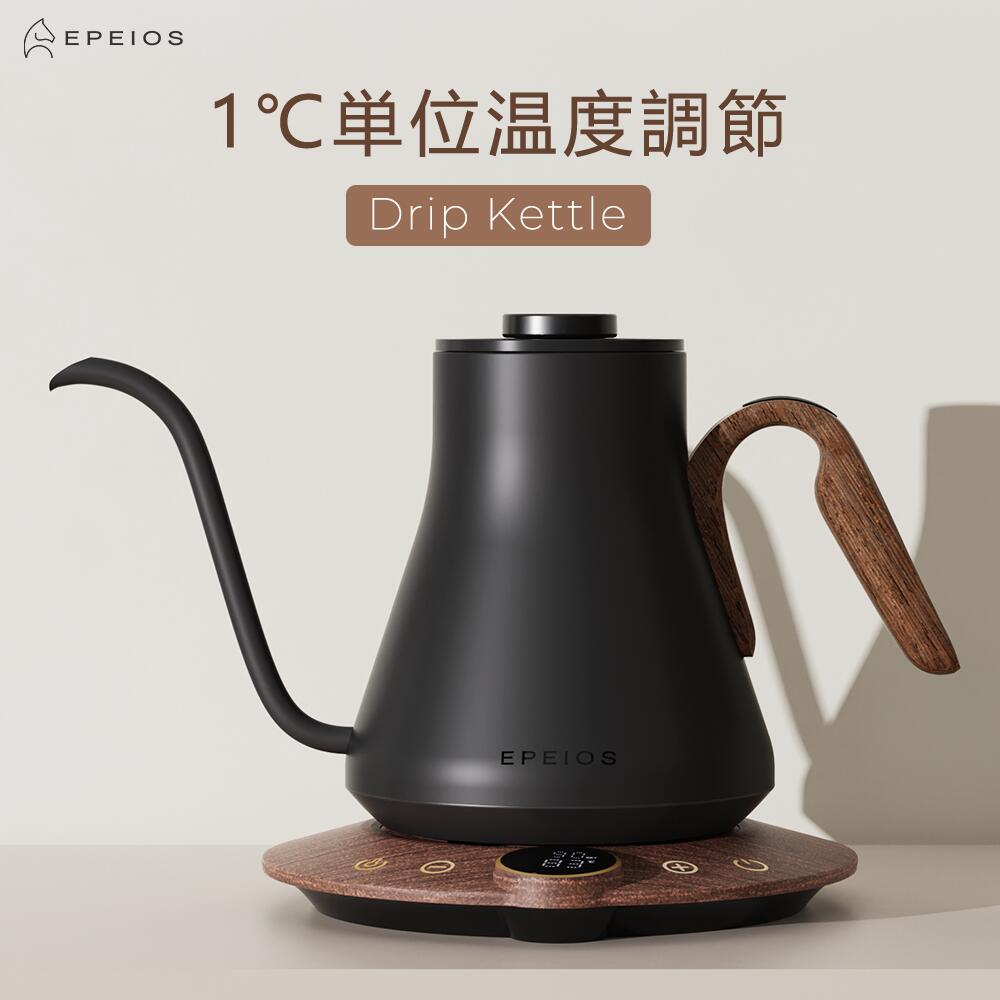 EPEIOS ブラック 細口ケトル 温度調整機能付き EPEIOS ドリップケトル 電気ケトル コーヒーケトル 0.9L 保温 1
