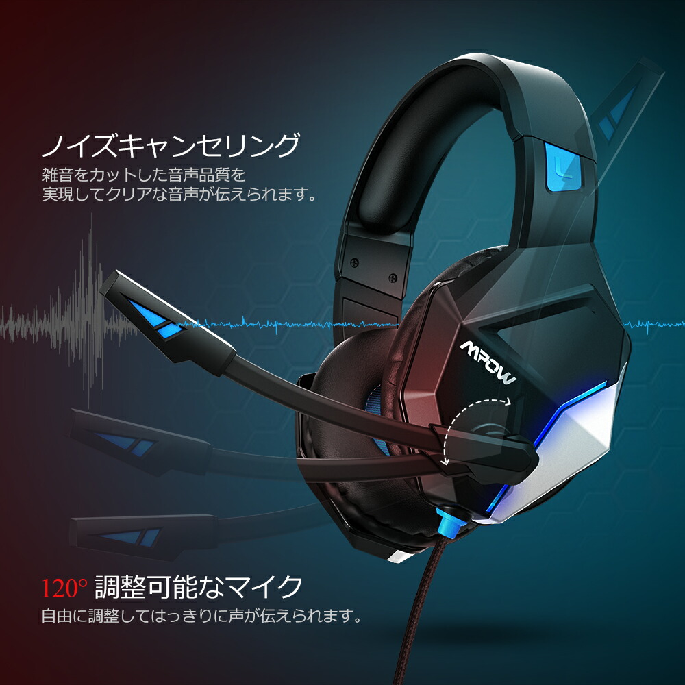 楽天市場 Mpow Eg10 ゲーミングヘッドホン Ps4 Switch Pc ヘッドホン マイク付き 有線 高音質 360 立体音 ゲーム ヘッドホン Ledライト付き ノイズキャンセリング 電話ヘッドセット ヘッドフォン 軽量 オンライン 学習 勉強 子供用 大人用 エムパウジャパン楽天市場店
