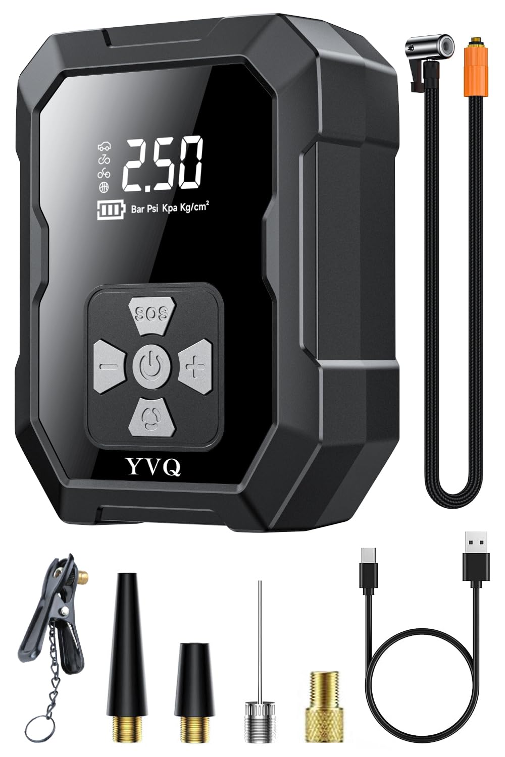 楽天市場】電動空気入れ 車 自転車 エアーポンプ 充電式 6000