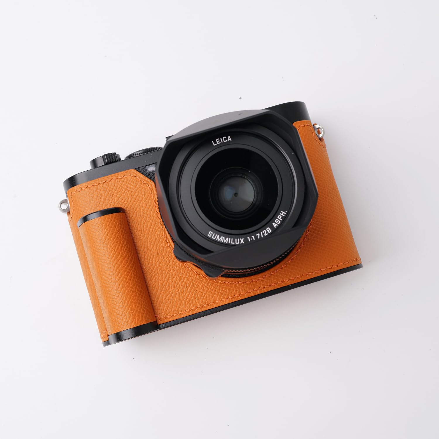 対応 Leica ライカ Q3 専用 カメラケース カメラカバー カメラバッグ 本革 【Iborrys 純手作】銀付牛革本体+メタルベースプレート+ハンドルの3-in-1デザイン (オレンジ)