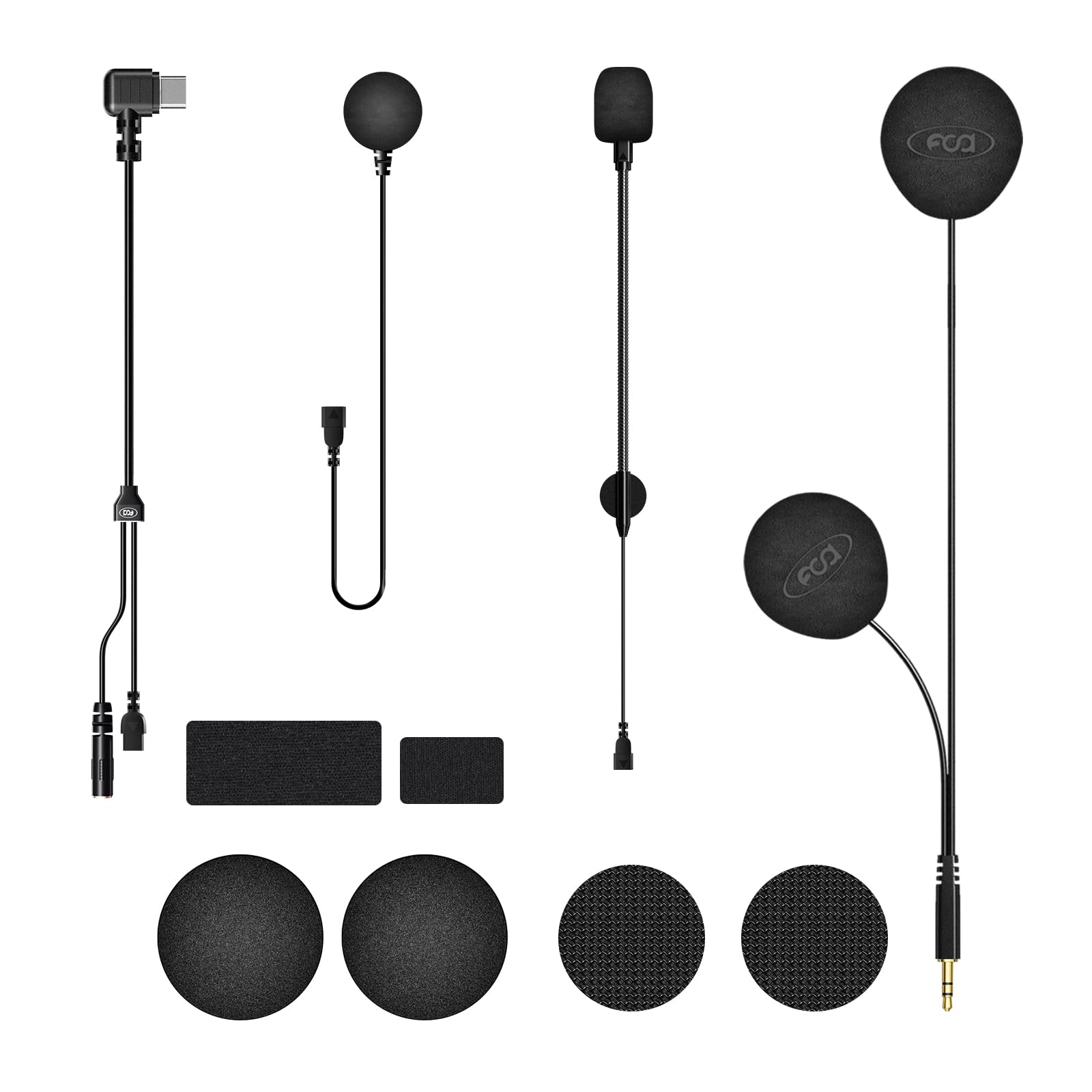 FODSPORTS バイク用インカム M1-S Plus/Air専用 ヘッドセット type-C端子 オプション品 強化HI-FI音質 二種類マイク＆スピーカー ヘルメット用イヤホン マジックテープ同封 インカム用(ソフト＆ハードマイク) M1-S Pro