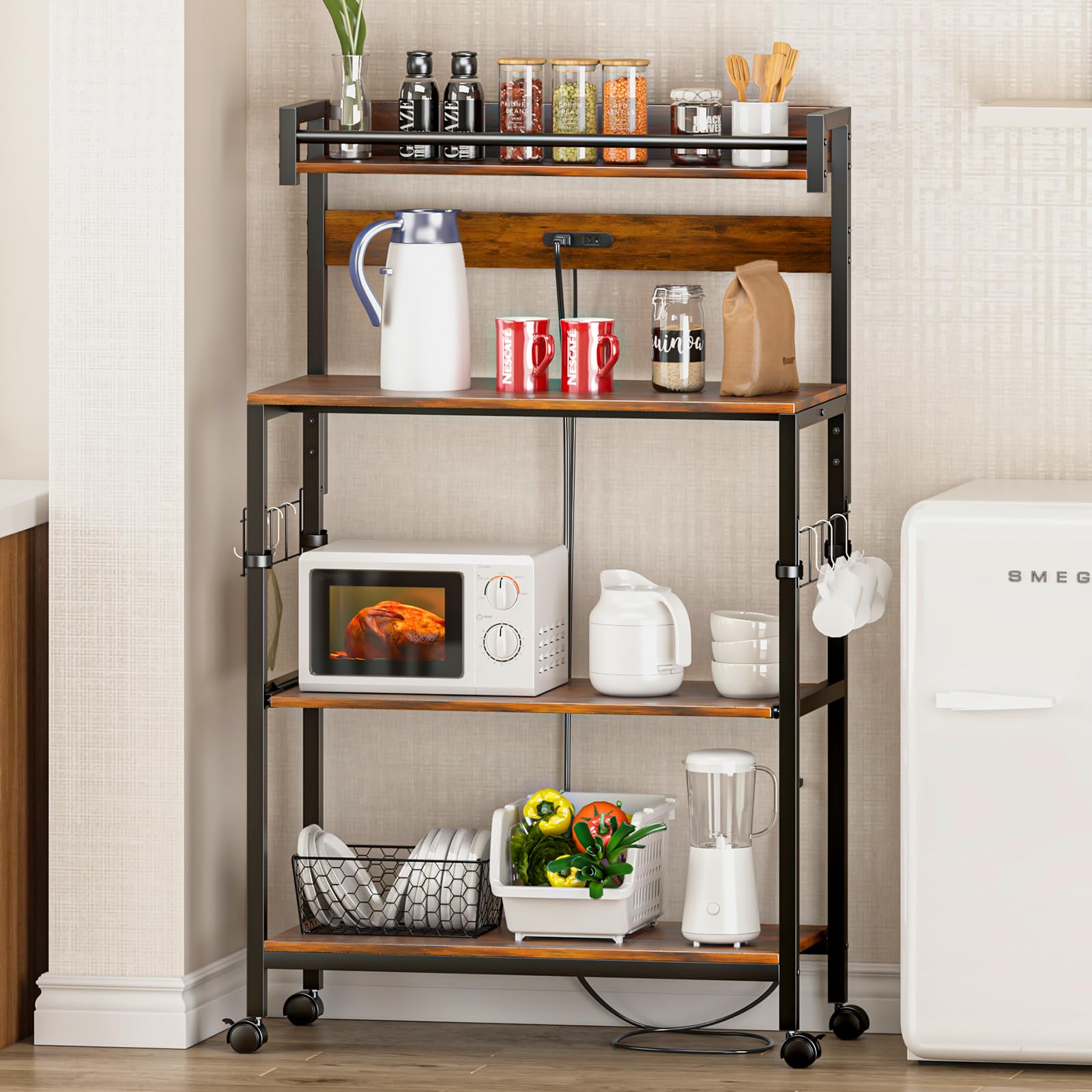 楽天市場】LunarLightキッチンベイカーラック幅57x奥行39.2x高さ133cm