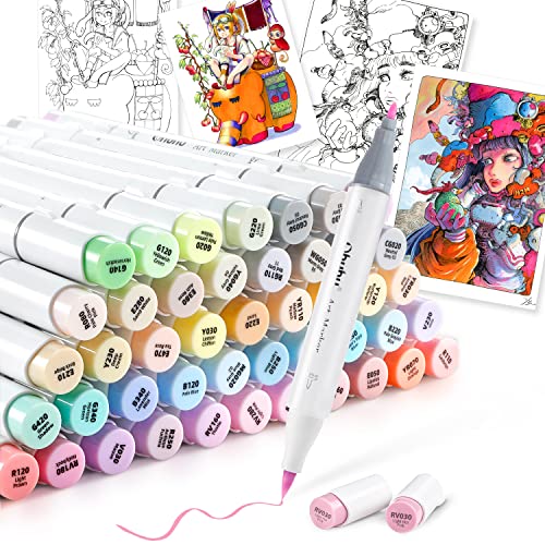 楽天市場】Ohuhu マーカーペン 筆タイプ 216色217本 プロ愛用 パステル