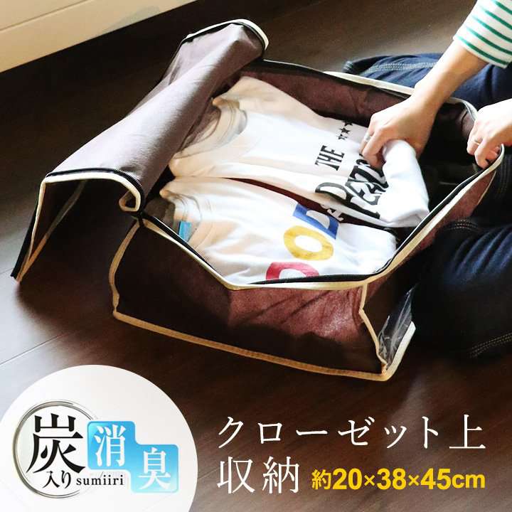炭入り消臭衣類収納ケース 収納ケース 衣装ケース ケース 消臭 脱臭 収納 炭 透明窓 クローゼット 上段 炭加工 折り畳み可能