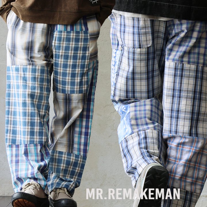 MR.REMAKEMAN ミスターリメイクマン ズボン下 引っ切り無い 広広とした メンズ レディース 読み合わせる柄 リメイク アソート 裏地付き添い人 メッシュ 酉の方角天然ゴム ゆったり 気が大きい大きさ 体型押しかぶせる 心地よい レトロ パティー
