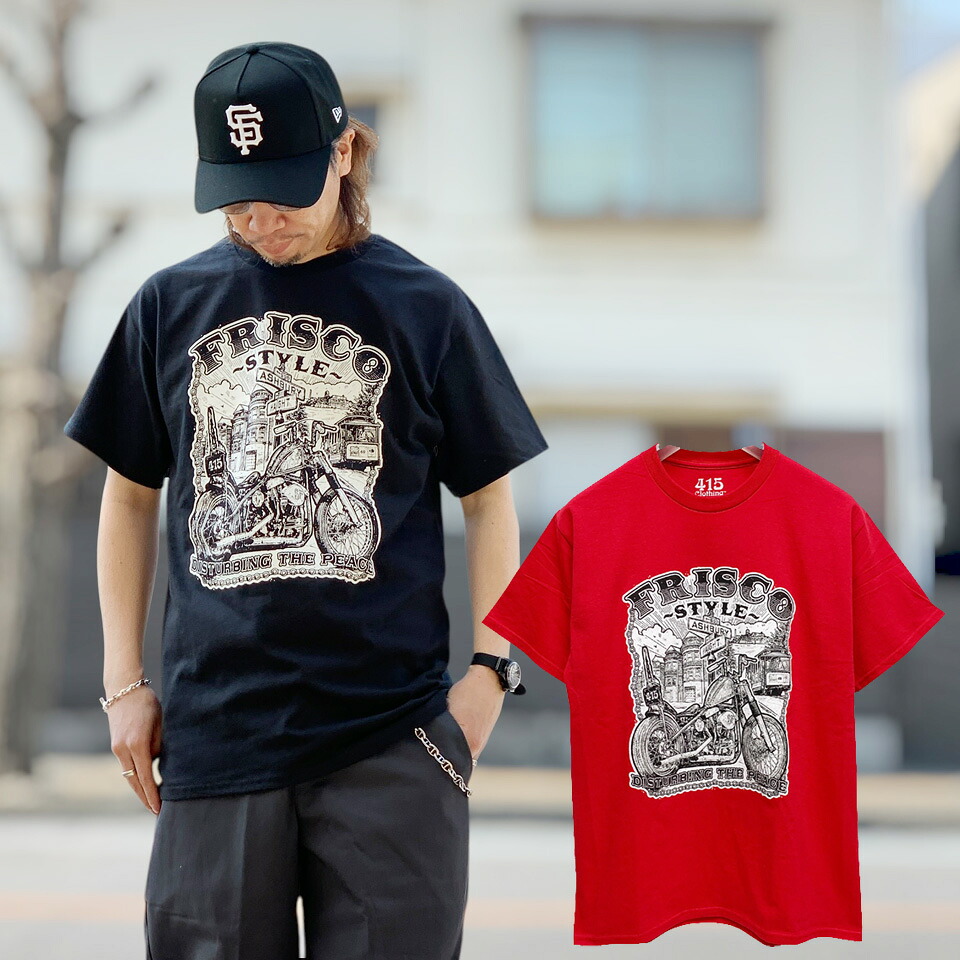 全2色 415CLOTHING Tシャツ FRISCO STYLE SS TEE レッド 赤 RED ブラック 黒 BLACK