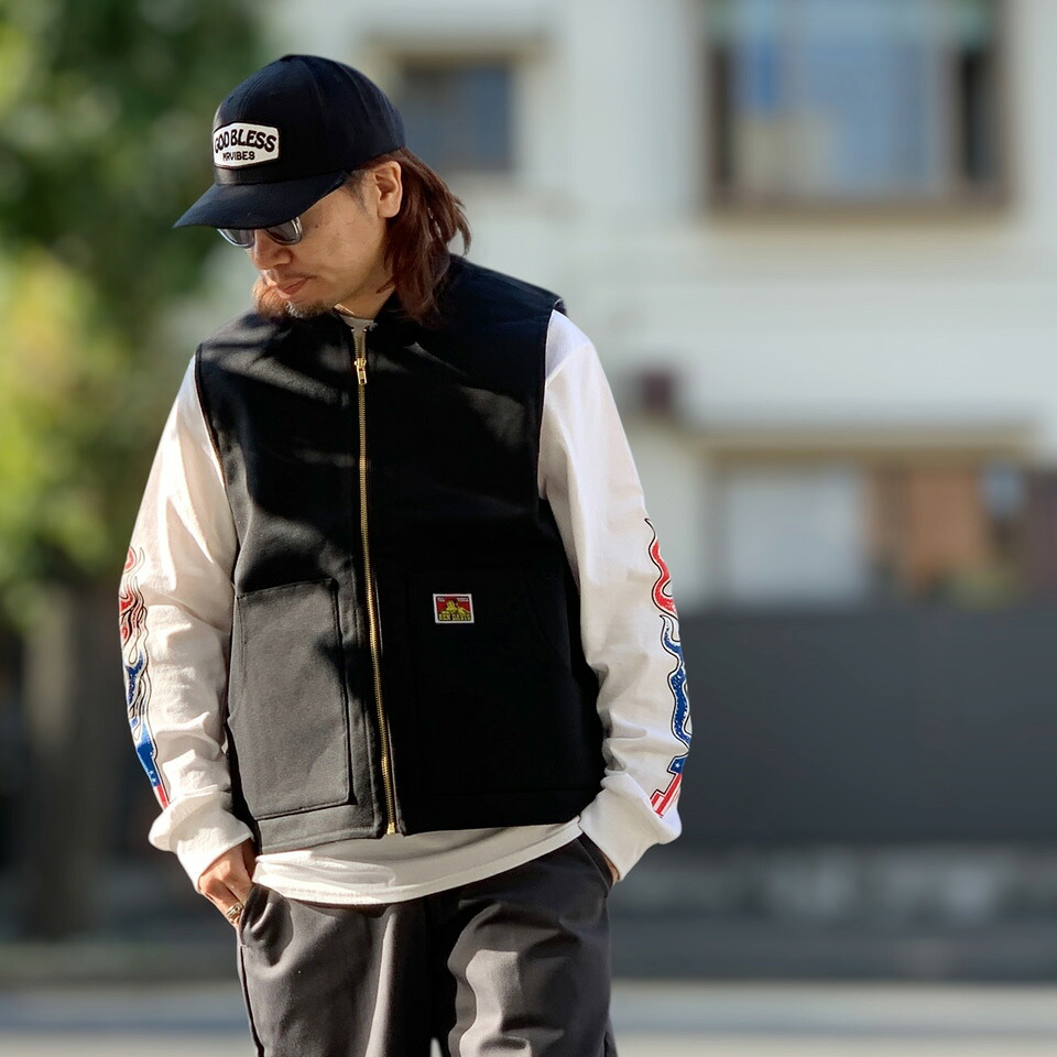 ベンデイビス BEN DAVIS ワークベスト LINED WORK VEST アメリカ企画 ブラック 黒 BLACK