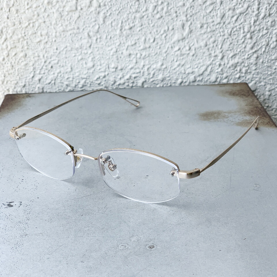 ニュー NEW. サングラス MORRIS C-2b メタルフレーム 眼鏡 ハーフリム BLASTED GOLD (CLEAR LENS) ゴールド|Mr.vibes web store