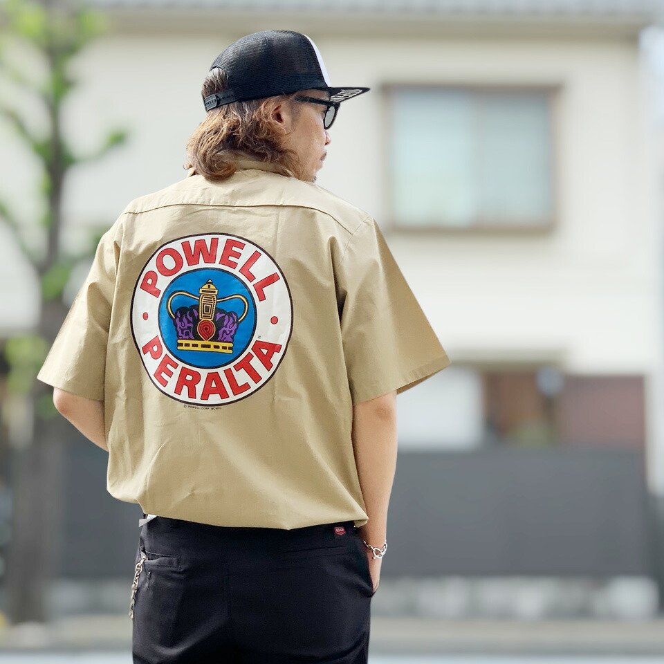 パウエルペラルタ POWELL PERALTA 細工物プルオーバー S/S WORK SHIRT - SUPREME カーキ KHAKI