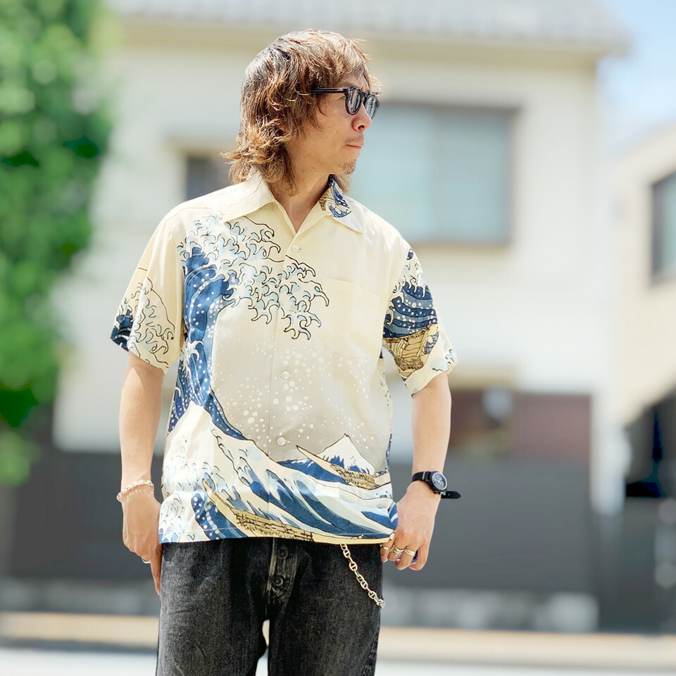 サンサーフ SUN SURF アロハシャツ ハワイアンシャツ RAYON HAWAIIAN SHIRT SUN SURF × 葛飾北斎 SPECIAL EDITION “神奈川沖浪裏” 浮世絵 OFF WHITE Lot No. SS37651|Mr.vibes web store