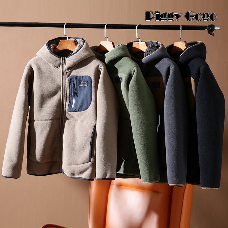 フリースジャケット メンズ 裏ボア ボンネット付き添い人 上衣 裏ボアパーカー あたたか 防寒 秋服 秋物