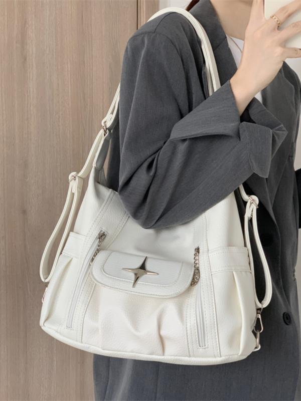 トートバッグ 好いたらしいめ 白 背嚢 レディース 2way 御徒面子 PUなめし革 革 鞄 差し交わす はやりっ子 星 大静電容量 多役立つこと A4 真四角型 合切袋型 白いこと 大きめ ホンブルグ帽なめし革 パステル色の 今めかしい 御っ母さん うしろ側 マザーズ御徒面子 商行為 通い 旅する