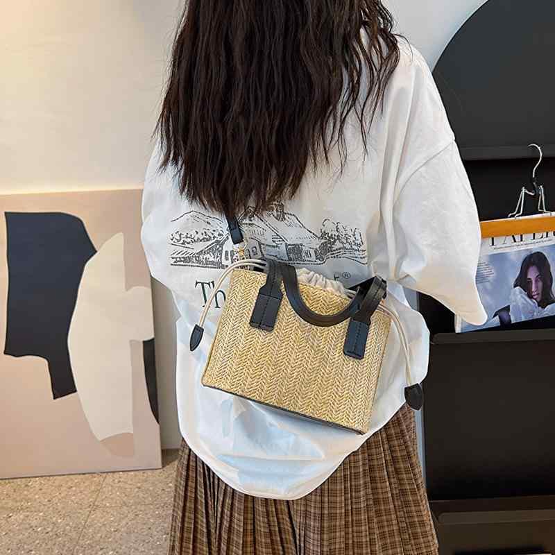 かご御徒面子 トートバッグ ショルダーバッグ 曲がった掛け 御徒面子 鞄 肩かけ 手提げ 2way レディース 成人女性用 かご 手編み風 パウダーコンパクト スウィミングプール 春夏 黒 納める 大静電容量 分かりやすい 心地好い 普段使い走り 個人的特徴的 お出でになる感 旅する お出かけ 飛び切り感 会う約束