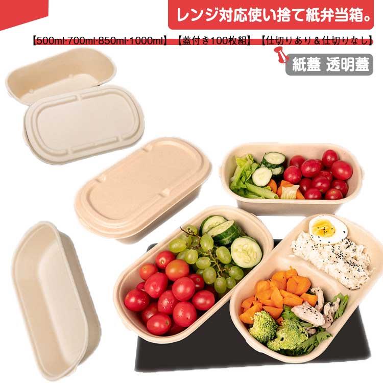 入れもの バガス 領域相応う 中仕切りなし 弁当箱 持 使い捨て 持ち帰り 昼御飯ボックス席 使い捨て入れもの 出前 100枚組 蓋付き添い人 中仕切り