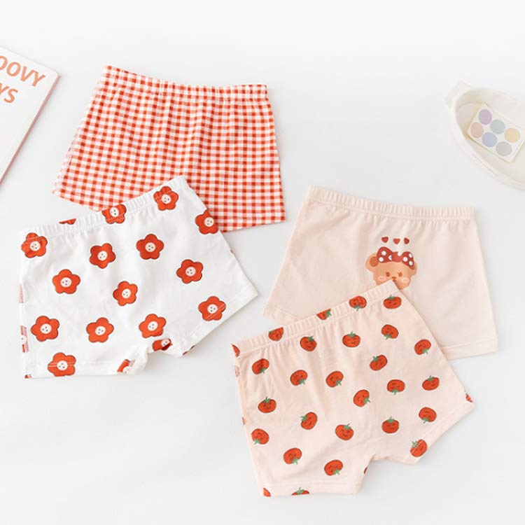 送料無料 子供 快適 綿 ジュニア キッズ下着 下着 パンツ 女の子 4枚セット ボクサーパンツ オールシーズン ショーツ