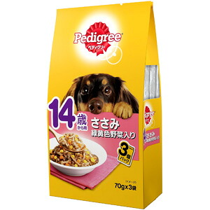 【愛玩動物】 マースジャパンリミテッド ペディグリー 14歳から用 ささみ緑黄色草片入り口・入口 70g×3袋入×48個 【北海道・沖縄・離島送りとどける不可】［HK］