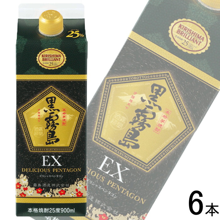 【お酒】【6本】 霧島酒造 黒霧島EX 芋 単式25度 紙パック 900ml×6本 【北海道・沖縄・離島配送不可】
