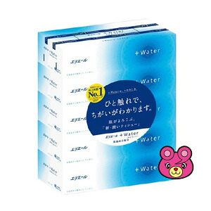 【日装置】 大王製紙 エリ叫び泣き ＋Water つけ加える お水 ティッシュ 180組 5箱容器に並べる×10個入 ティシュー調査報告 【北海道・沖縄・離島送りとどける不可】［HK］