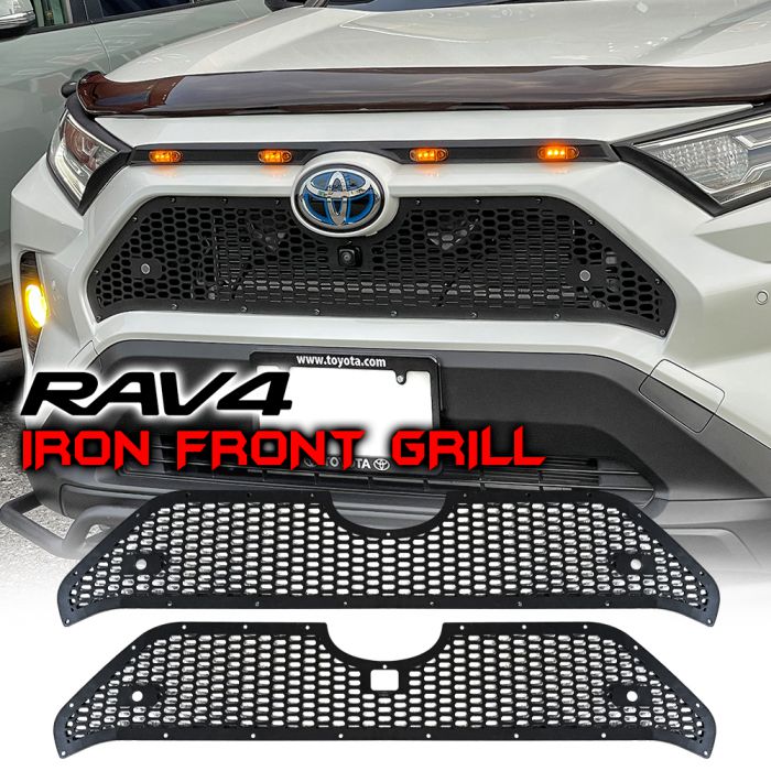 [在庫処分] RAV4 50系 標準グレード パーツ アイアン フロントグリルカバー 1P アイアングリル フロントグリルガーニッシュ フロントバンパー カスタム ドレスアップ アクセサリー 外装 フロントマスク フェイス 新型ラブフォー トヨタ 宅配