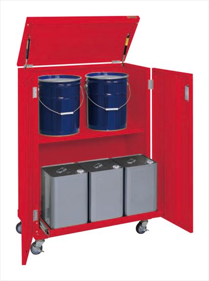 サカエ 一斗缶保管庫（一斗缶・ペール缶兼用タイプ・移動式） KU-ITKCR 143871 ※法人向け 個人宅配送不可