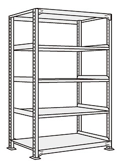【送料都度見積 】中軽量棚ＮＥＷ型単体（２００ｋｇ／段・Ｈ２１００ｍｍ・５段） NEW-2145 204687 ※法人向け 個人宅配送不可