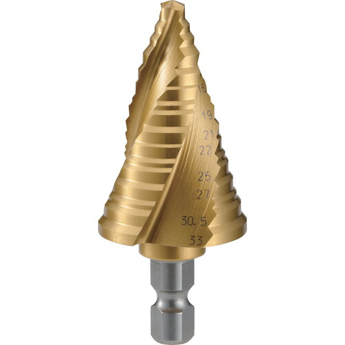 ＴＲＵＳＣＯ　ステップドリル　３枚刃チタンコーティング　６～３３ｍｍ　段数１１ 3S-NMS-33G