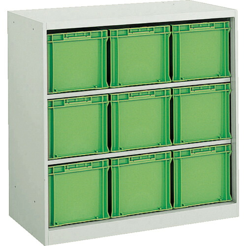 ＴＲＵＳＣＯ　コンテナラックケース　バンラックケース　ＣＦ型　Ｆ－３ＧＲＸ９個付 302CF-C9GR