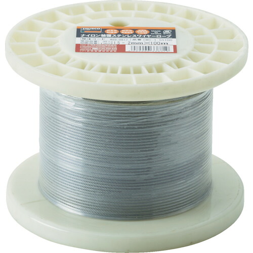 TRUSCO ステンレスワイヤロープ ナイロン被覆 Φ1.5(2.0)mmX10 CWC-15S100|TONTON店