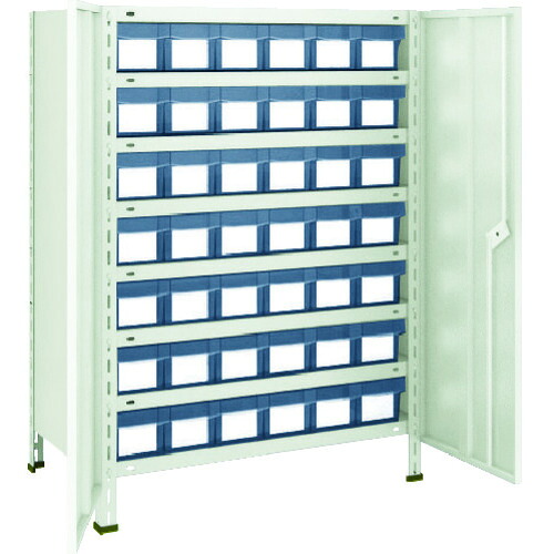 TRUSCO スチールラック 軽量棚扉付 875X300X1200樹脂引出透明小X42 ネオグレー 43V-T808C7(NG)|TONTON店