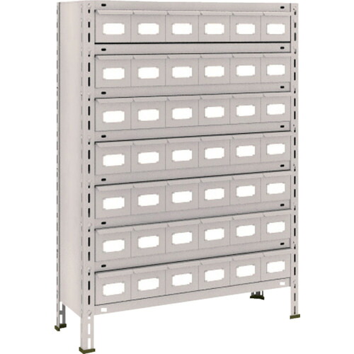TRUSCO スチールラック 軽量棚 875X300X1200 スチール引出 小X42 ネオグレー 43V-808A7(NG)|TONTON店