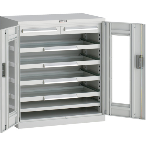 TRUSCO DX型スライド工具キャビネット 881X551XH1000 スライド4段 アクリル扉 ホワイト色 DX-33AG-W|TONTON店