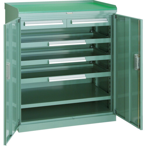 ＴＲＵＳＣＯ　スライド工具キャビネット　８８１Ｘ５５１　コボレ止め天板付 DX-32｜TONTON店