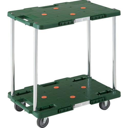 ＴＲＵＳＣＯ　樹脂製台車　ルートバン　２段式　４００Ｘ６００　緑 MPB-602-GN