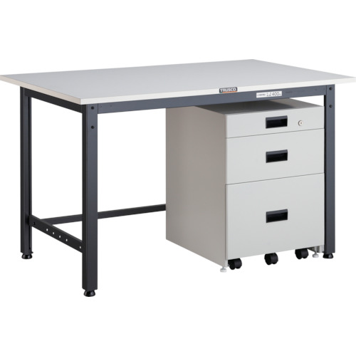 ＴＲＵＳＣＯ 軽荷重作業台（４００ｋｇ）ＬＥＷ型 １２００Ｘ７５０ＸＨ７４０ ３段キャビネット付 ダークグレー色 LEWP-1200UDK111 ※メーカー直送品