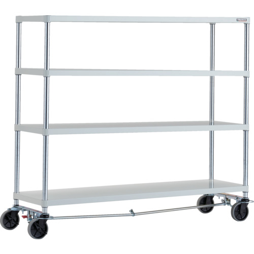ＴＲＵＳＣＯ　スチールラック　フェニックスラック　１５００Ｘ４５０　４段　Ｕ車輪４輪Ｓ付　Ｗ色　抗菌粉体塗装 PER-4544-U125-B4-W｜TONTON店