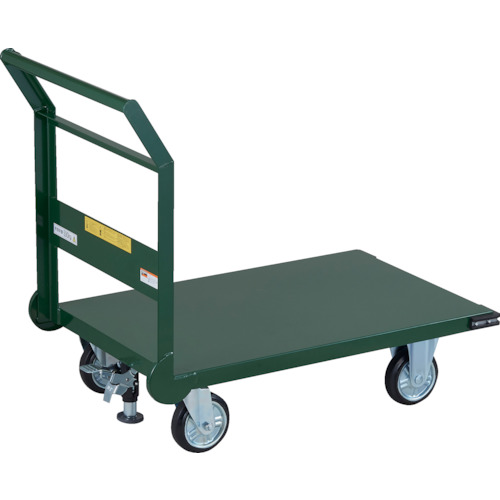 【納期都度見積】 ＴＲＵＳＣＯ 鋼鉄製運搬車 ハンドル側自在車輪 ９００Ｘ６００ Φ１５０プレス車 Ｌストッパー付 SH-2CS ※メーカー直送品