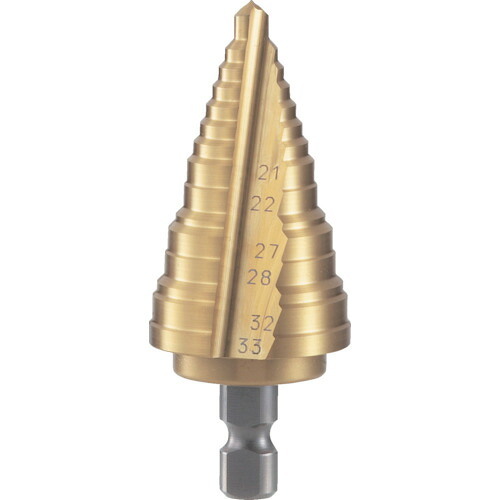 ＴＲＵＳＣＯ　電気設備用ステップドリル　２枚刃チタンコーティング　２１～３３ｍｍ NMS-33EG