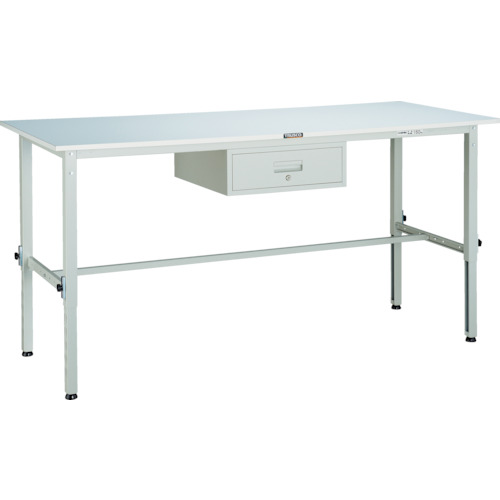 TRUSCO 軽荷重作業台高さ調節式(150kg)AEM型 1800X750XH650~950 1段引出付 ホワイト色 RAEM-1800F1 W ※メーカー直送品