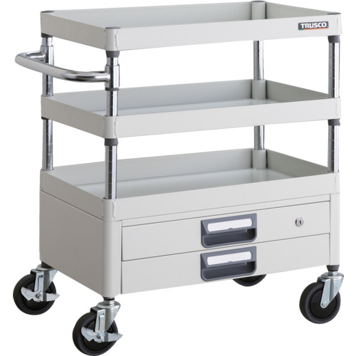 TRUSCO ツールワゴン フェニックスワゴン 省音 600X400XH740 2段引出付 ホワイト PEW-763X-W|TONTON店