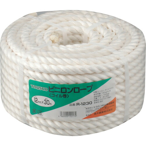 ＴＲＵＳＣＯ ビニロン縄索 ３つ打 線径１２粍Ｘ長さ３０ｍ R-1230