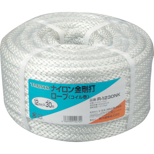 TRUSCO ナイロンロープ 金剛打 線径12mmX長さ30m R-1230NK|TONTON店