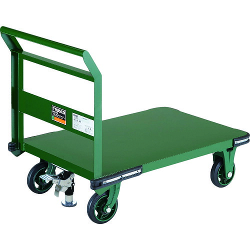 ＴＲＵＳＣＯ 鋼鉄製運搬車 ９００Ｘ６００ ハンドル側自在車 鋳物車輪 Ｌストッパー付 OH-2RSS ※メーカー直送品