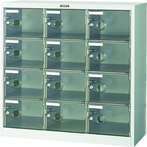 ＴＲＵＳＣＯ シューズケース １２人用 ９００Ｘ３８０ＸＨ８８０ 透明 鍵付 SC-12PC-L ※メーカー直送品