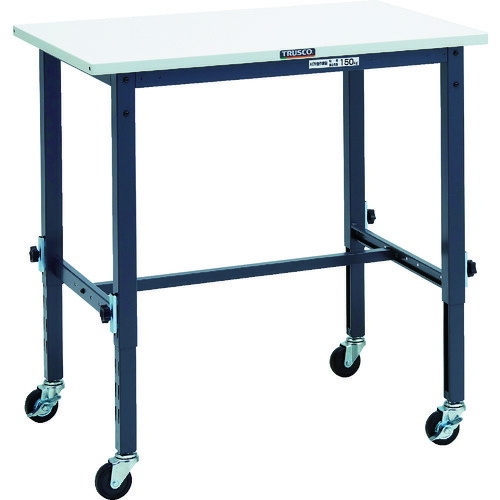 ＴＲＵＳＣＯ 軽掛け目やり方台高さ調節する式（８０ｋｇ）ＡＥＭ型 ９００Ｘ６００Ｈ７１９～１０１９ φ７５キャスター付 暗然たる薄墨色色 SAEM-0960C75 DG
