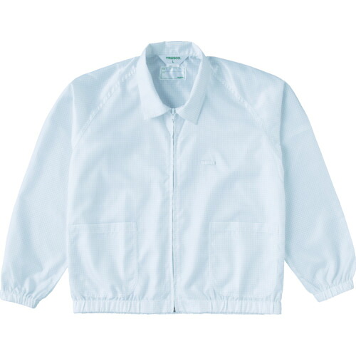 ＴＲＵＳＣＯ　制電糸グリッド仕様ジャケット（衿付）　ホワイト　３Ｌ TCLGJ-W-3L