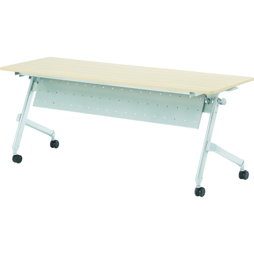 【送料都度見積】ＴＲＵＳＣＯ 折りたたみ会議テーブル パネル付 １８００Ｘ４５０ 天板ナチュラル TNA-1845P-N ※メーカー直送品