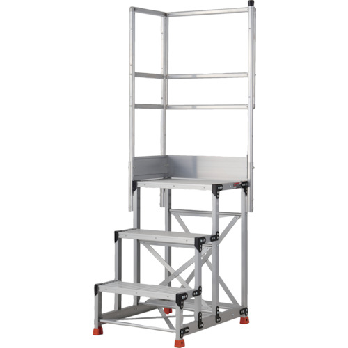 ＴＲＵＳＣＯ 軽銀製御役目用踏台 ３段 高さ０．９ｍ 天板大きさ６００×４００ 段高３００粍 天場二方手摺り付き添い人 TSF-369-TL300