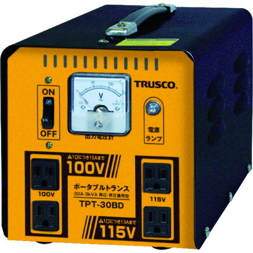 ＴＲＵＳＣＯ 携帯型トランス状態 ３０Ａ ３ｋＶＡ 降圧・昇圧兼用型 TPT-30BD