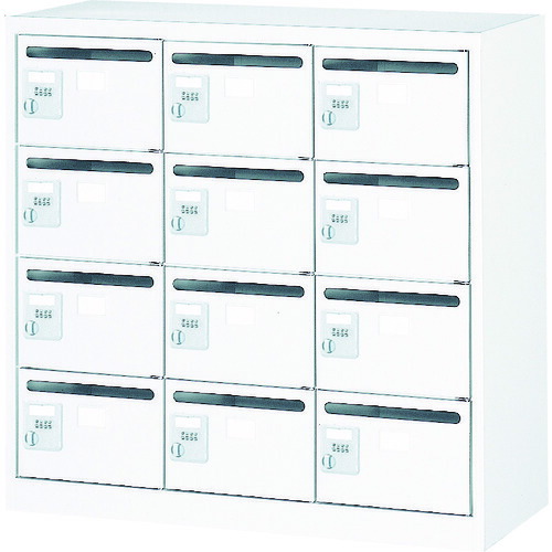 TRUSCO メールボックス 12人用 手ぶらキー 900X380XH880 ホワイト WMVK-12P|TONTON店